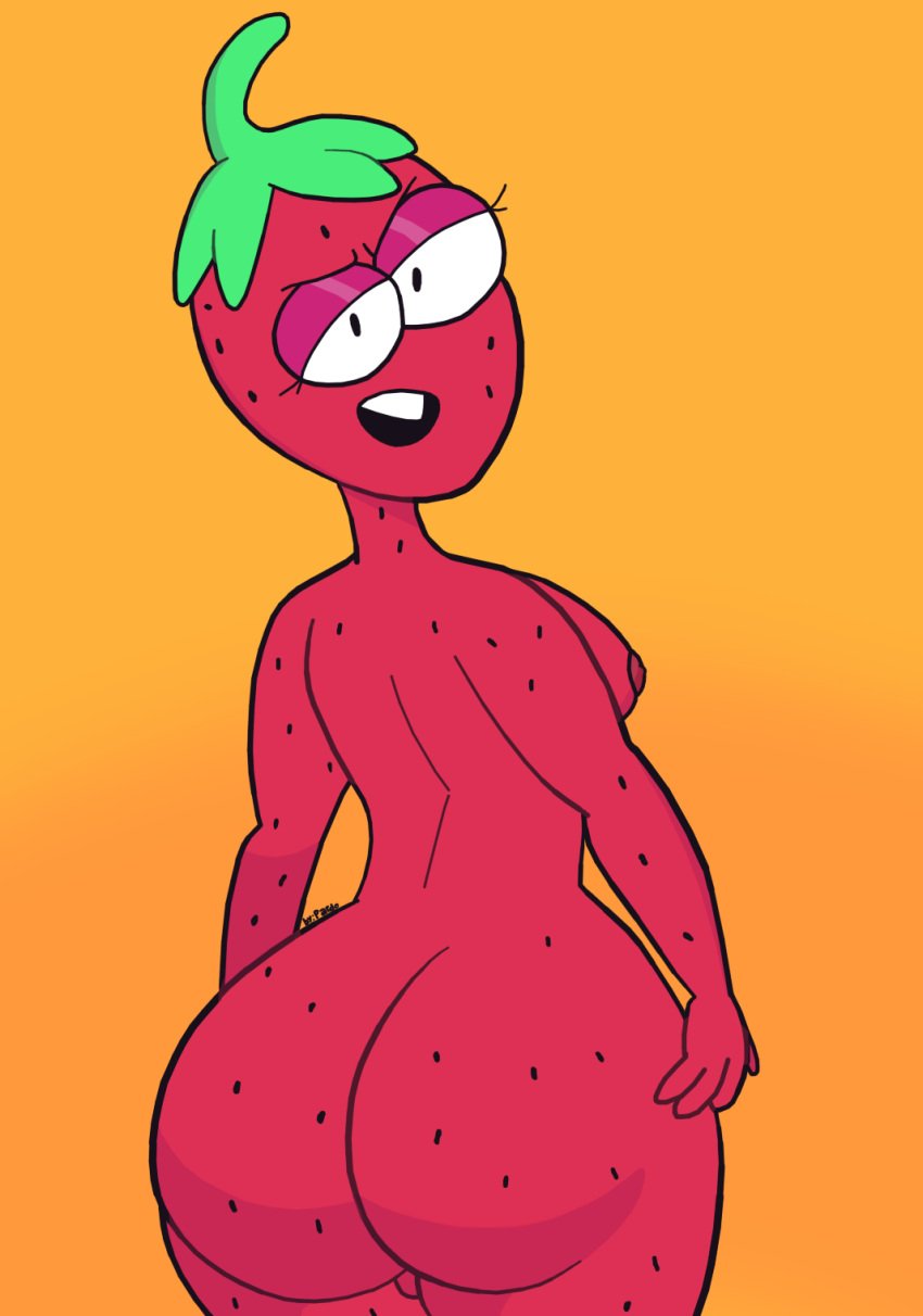 big_ass big_butt black_eyes bubble_ass bubble_butt cartoon_network dat_ass drupe fanart female female_only food huge_ass huge_butt legs looking_back nude nude_female ok_k.o.!_let's_be_heroes thick thick_ass