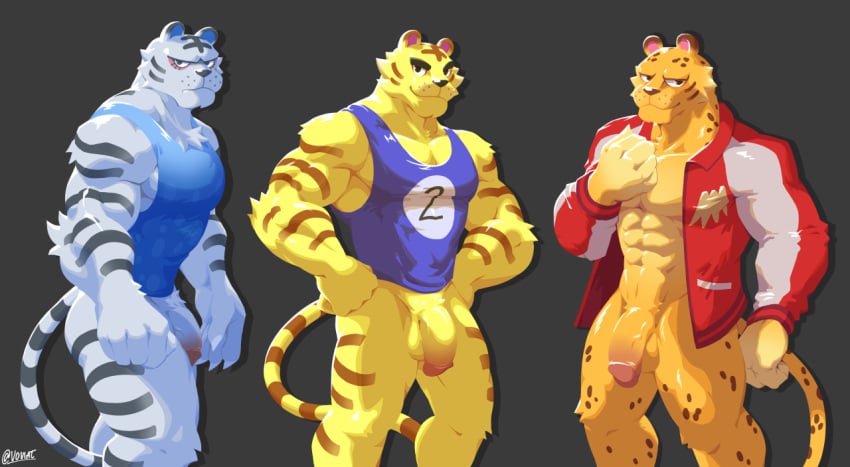 animal_crossing anthro balls bottomless clothed clothing felid flaccid genitals humanoid_genitalia humanoid_penis leonardo_(animal_crossing) leopard male male_only mammal muscular nintendo pantherine penis rolf_(animal_crossing) tiger tybalt_(animal_crossing) video_games voviat