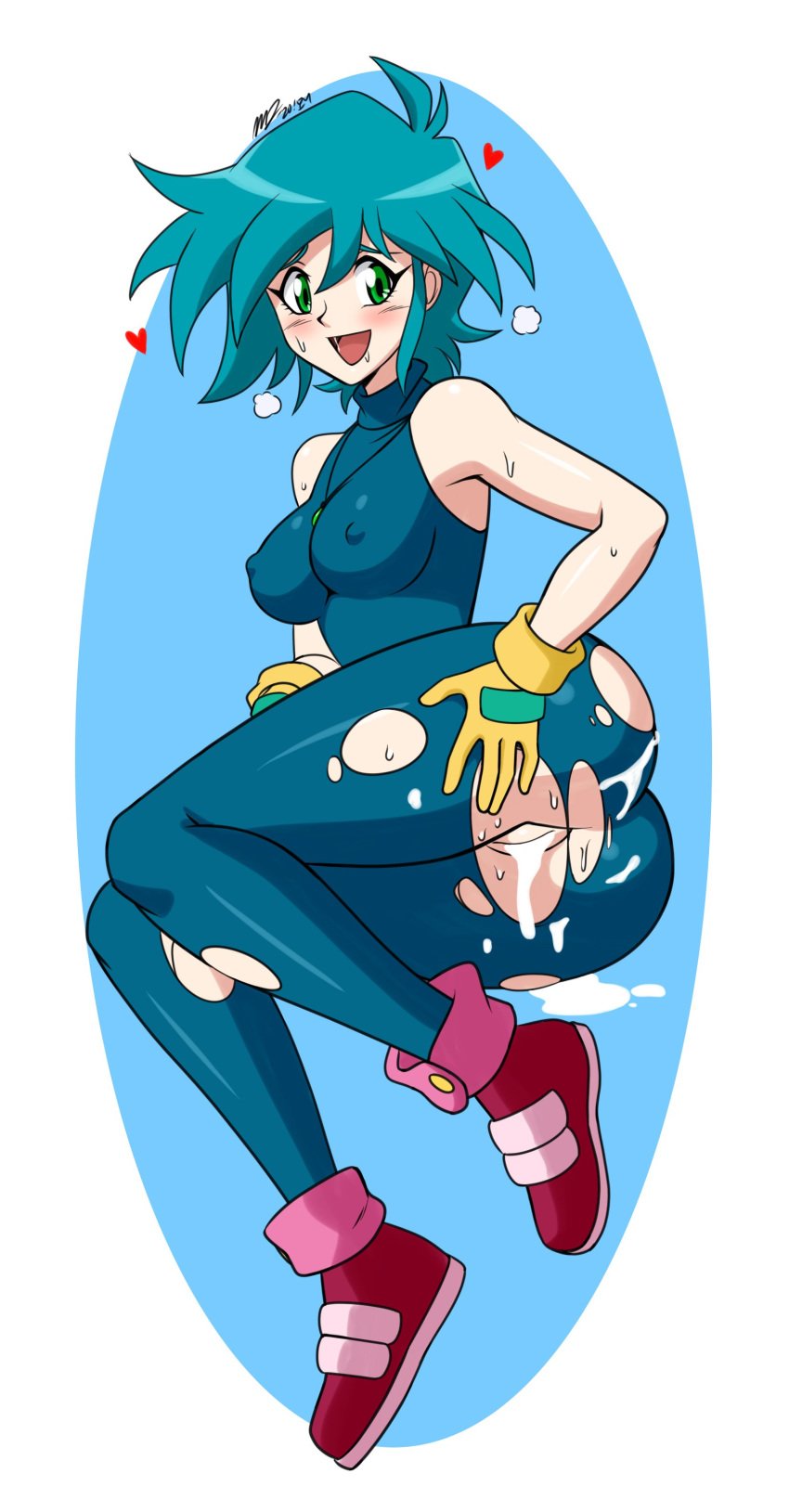 1girls 2020 after_sex after_vaginal allenby_beardsley alternate_version_available ass bare_shoulders blue_hair blush bodysuit breasts cum cum_in_pussy cum_inside cum_on_ass curvaceous drooling erect_nipples female female_only full_body g_gundam gloves green_eyes gundam hand_on_ass heart highres human large_breasts mergeritter nipples_visible_through_clothing on_side open_mouth pale-skinned_female pale_skin pussy ripped_clothing shoes short_hair smiling sneakers solo solo_female sweat thick_thighs torn_bodysuit torn_clothes turtleneck vagina