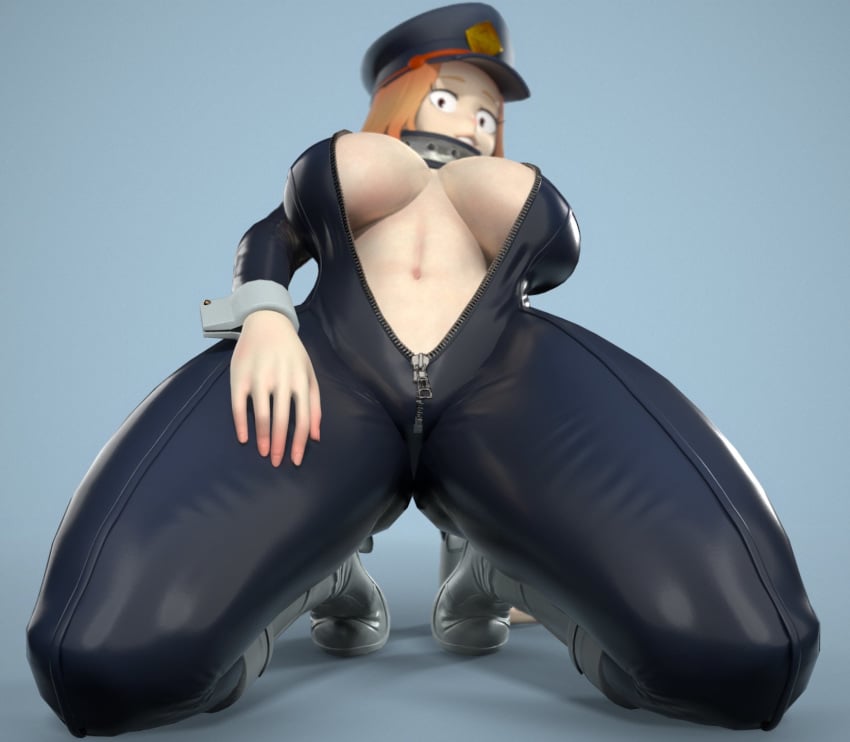 3d big_ass bodysuit boots breasts camie_utsushimi hero_outfit_(mha) kneeling large_breasts my_hero_academia open_clothes shiketsu_high_school_cap thick_thighs unzipped_bodysuit usukeninja wide_hips wrist_cuffs zipper_down