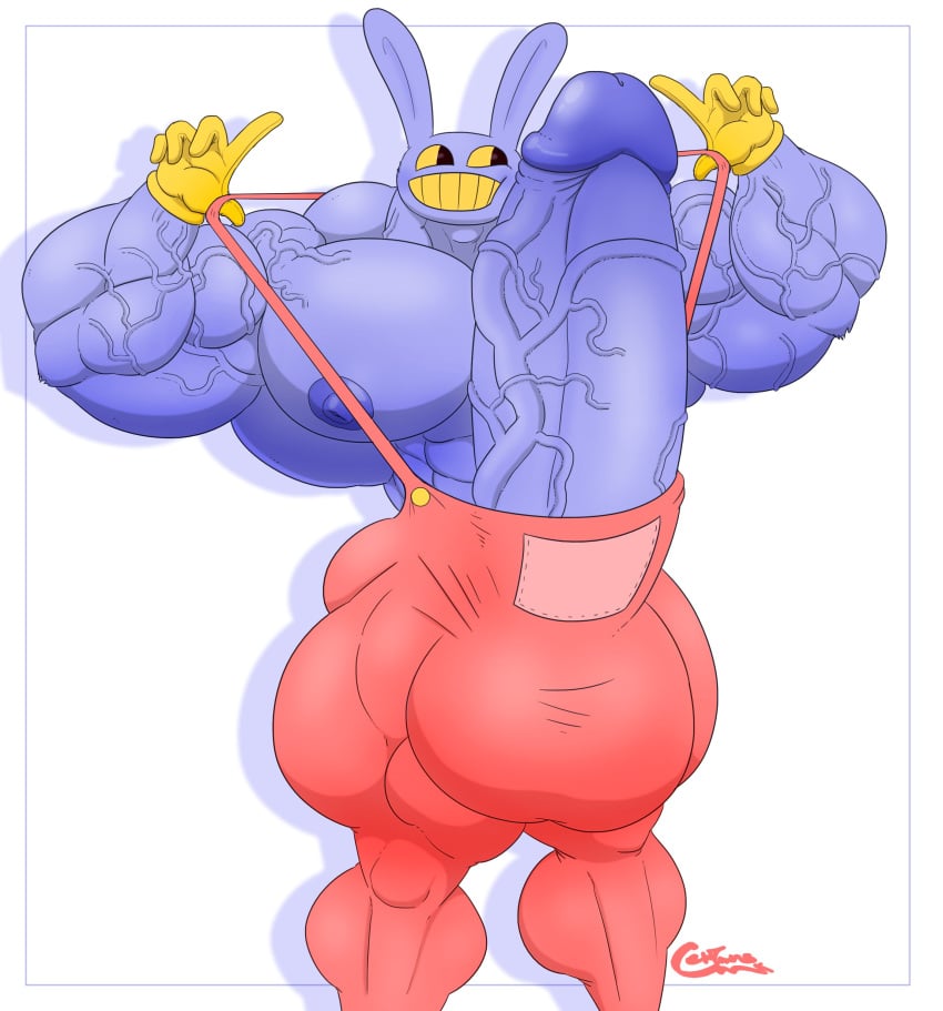 bodybuilder daz_candyman furry hyper hyper_balls hyper_cock hyper_genitalia hyper_penis hyper_testicles jax_(the_amazing_digital_circus) male male_only muscles muscular muscular_arms muscular_male muscular_thighs the_amazing_digital_circus