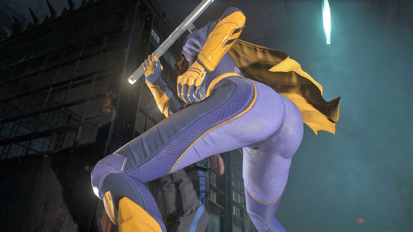 3d ass bat_ears batgirl batgirl_(gotham_knights) batman_(series) big_ass bodysuit brown_hair cape clothed clothed_ass comic costume dc dc_comics gotham_knights heroine huge_ass large_ass ronnaldoo superheroine tight_clothing tight_fit video_game video_games