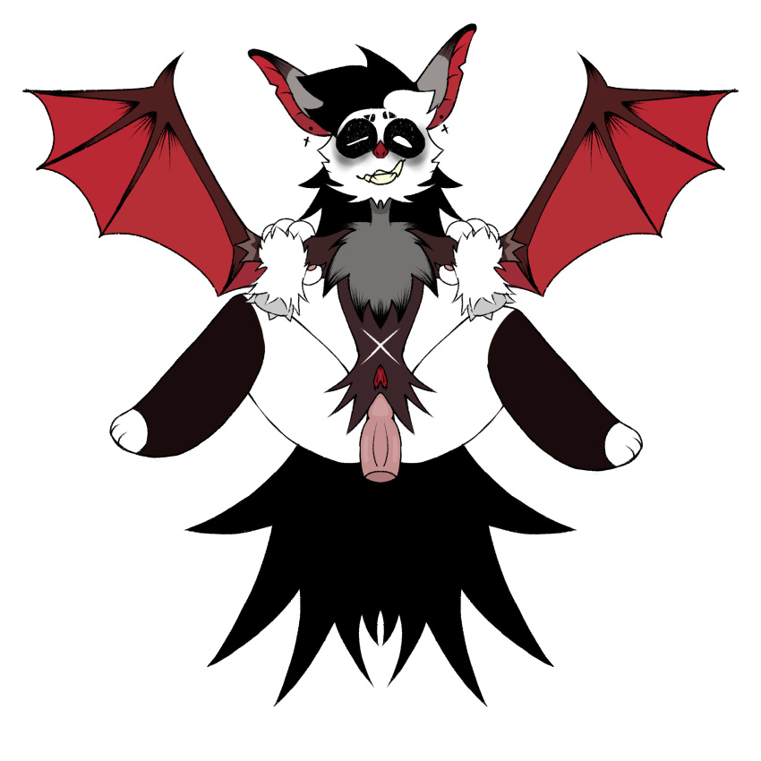 ballzz bat bat_wings earrings furry fursona garbledeegoop gay oc original_character small_penis white_eyes x_marking yellow_teeth yiff