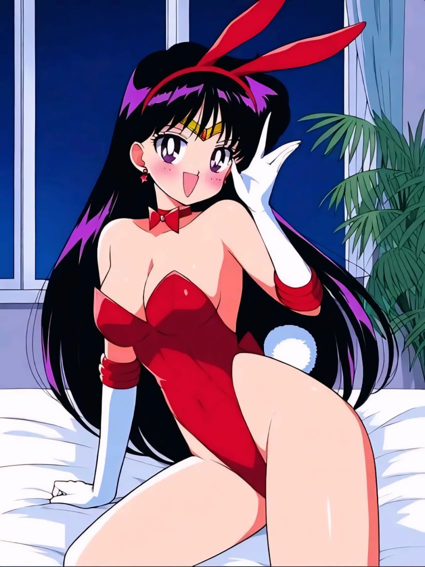 1girl 1girls ass background bed bedroom big_ass big_butt bishoujo_senshi_sailor_moon black_hair black_hair_female blushing blushing_at_viewer blushing_female bowtie bowtie_collar bunny_ear bunny_ears bunny_girl bunny_tail bunnygirl bunnysuit cleavage clothing cum earrings eyes_open fat_ass fat_butt female female_only female_pervert girl_only gloves happy happy_female high_gloves huge_breasts huge_tits_teen large_breasts legs long_gloves long_hair long_hair_female looking_at_viewer medium_breasts michael_benson mouth_open naughty naughty_face naughty_smile night night_sky no_pants on_bed only_female only_girl open_eyes open_mouth pervert purple_eyes purple_eyes_female purple_hair purple_hair_female rei_hino remastered sailor_mars solo solo_female solo_focus tagme teen_girl teenage_girl teenager thick_legs thick_thighs thighs tiara upscaled waving waving_at_viewer white_bed_sheet white_gloves window young young_female young_girl young_woman