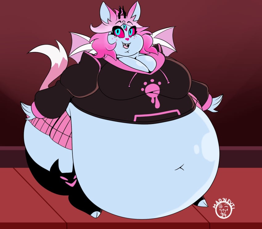 bbw belly belly_button big_belly big_breasts breasts chubby_cheeks cleavage emberlynn_pinkle emberlynn_pinkle_(demon_form) enormous_belly fat fat_female fat_fetish female furry helluva_boss huge_belly huge_breasts large_belly mad_n_evil massive_belly obese obese_female overweight tagme thick_thighs wide_hips