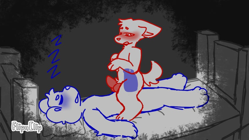 <3_eyes 1280x720 2boys 2d 3rd_party_watermark animated anthro anthro_on_anthro anthro_penetrated anthro_penetrating anthro_penetrating_anthro bear big_penis blue_blush blue_outline blue_penis blush bouncing canid canine canis dark_bun digital_art digital_media domestic_dog duo flipaclip forced fox gay gay_sex genitals heart hybrid knot knotted_penis knotting lying male male/male mammal on_back outline penetration penis questionable_consent red_blush red_outline red_penis riding_cock sex sleep_sex sleeping sleepover sleepy_guys_(dark_bun) translucent unconscious unconscious_male unconscious_sex zzz