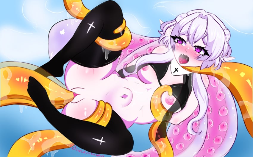 anal anal_sex double_penetration drakesama pantyhose short small_breasts tentacle tentacle_hair tentacle_penetration tentacle_rape tentacle_sex thick_thighs thighhighs thighs tied_hands tied_up vaginal_insertion vaginal_penetration virtual_youtuber vtuber vtuberfanart white_hair