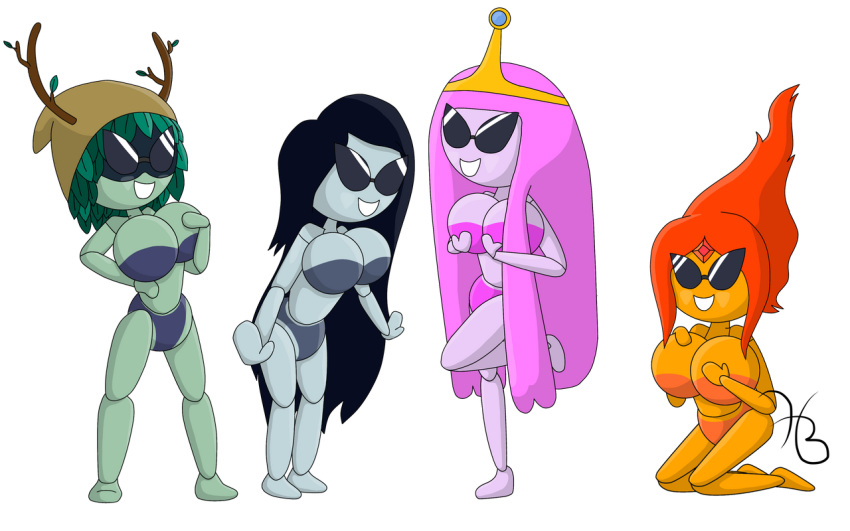 adventure_time dollification female flame_princess holdthebutter huge_ass huge_breasts huntress_wizard implied_transformation knick_knack marceline permanent_smile pink_body pink_hair pink_skin princess_bubblegum smile sunglasses sunnification thick_thighs thin_waist transformation wide_hips