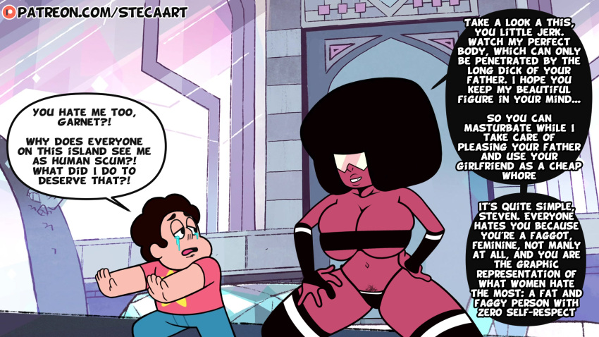 abuse accurate_art_style big_breasts black_hair breasts cartoon_network clothing cry crying cuck cuckold dark-skinned_female dark_skin edit edited english english_text female female_only garnet_(steven_universe) gem_(species) huge_breasts human humiliated humiliation imminent_rape imminent_sex long_hair nude nude_female pale_skin public public_humiliation public_nudity sad screencap screenshot screenshot_edit slur steca steven_quartz_universe steven_universe steven_universe_future talking talking_to_viewer thelazyart thick thick_ass thick_legs thighs verbal_abuse