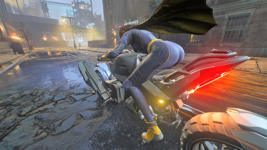 3d ass bat_ears batgirl batgirl_(gotham_knights) batman_(series) big_ass bodysuit brown_hair cape clothed clothed_ass comic costume dc dc_comics gotham_knights heroine huge_ass large_ass ronnaldoo superheroine tight_clothing tight_fit video_game video_games