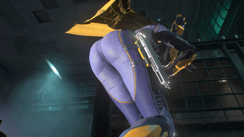 3d ass bat_ears batgirl batgirl_(gotham_knights) batman_(series) big_ass bodysuit brown_hair cape clothed clothed_ass comic costume dc dc_comics gotham_knights heroine huge_ass large_ass ronnaldoo superheroine tight_clothing tight_fit video_game video_games