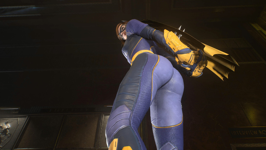 3d ass bat_ears batgirl batgirl_(gotham_knights) batman_(series) big_ass bodysuit brown_hair cape clothed clothed_ass comic costume dc dc_comics gotham_knights heroine huge_ass large_ass ronnaldoo superheroine tight_clothing tight_fit video_game video_games