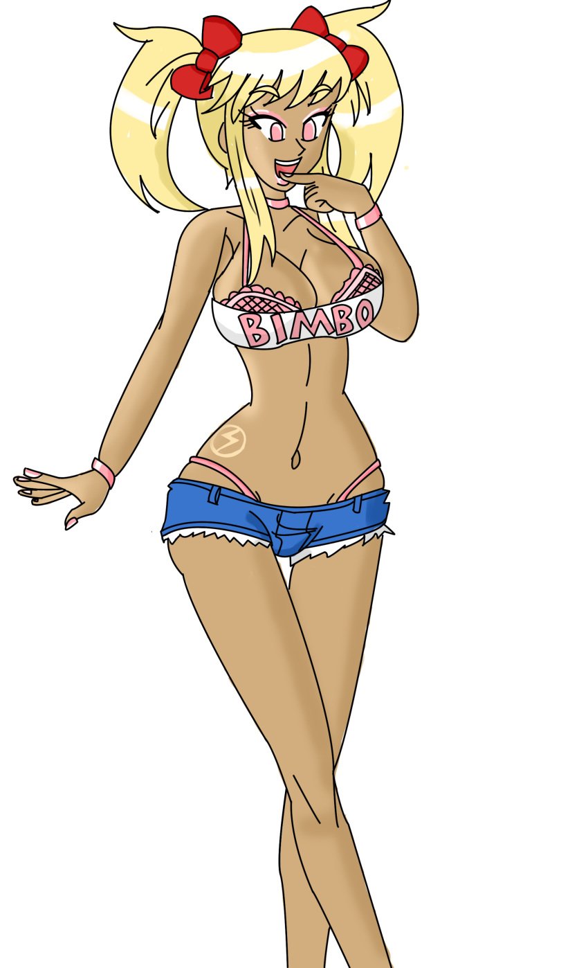 bimbo bimbo_body bimbofied crop_top kobi-tfs master-tf metroid midriff samus_aran short_shorts third-party_edit