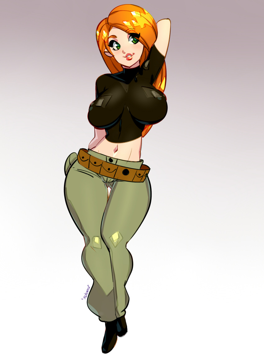 big_breasts disney female female_only female_protagonist kim_possible kimberly_ann_possible long_hair pursed_lips short_hair solo solo_female solo_focus xdtopsu01