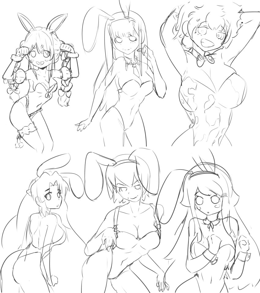 black_and_white bunnysuit foo_fighters hololive hololive_fantasy hololive_japan jojo's_bizarre_adventure mina_ashido my_hero_academia ryoko_asakura stone_ocean usada_pekora virtual_youtuber