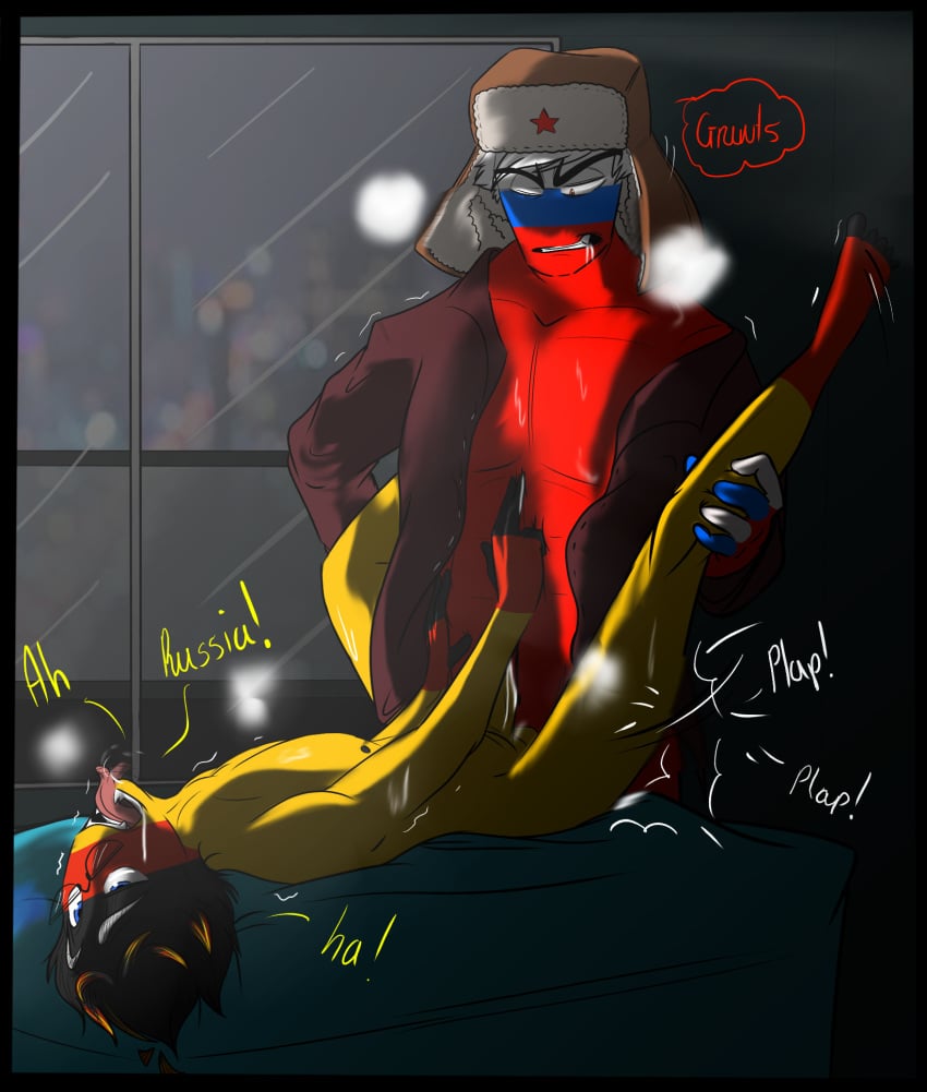 2boys anal anal_sex bed bedroom countryhumans gay gay_domination germany_(countryhumans) nsfw-lemonfizz penetration penis russia_(countryhumans) window yaoi