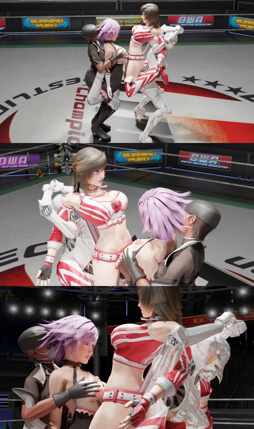 3d anesthesia anesthesia_(rumble_roses) asdf9146 catfight dr._cutter forced forced_paizuri fujiko_hinomoto helpless large_ass noble_rose paizuri pink_hair reiko_hinomoto restrained rumble_roses wrestling