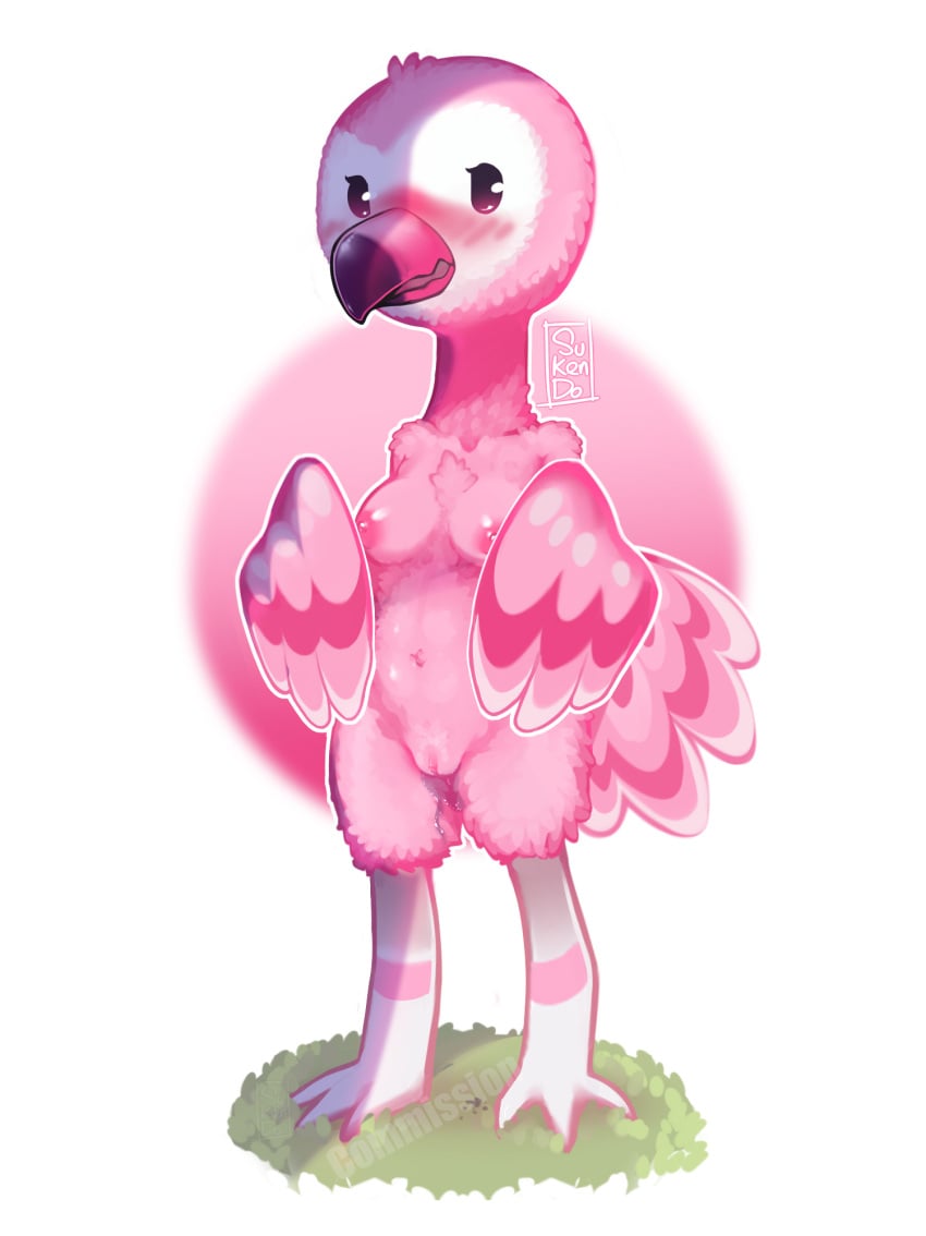 animal_crossing anthro avian bird breasts chibi exposed_breasts female flamingo flora_(animal_crossing) fluids genitals hi_res invalid_tag nintendo nude painted pink_body pussy sukendo video_games wet