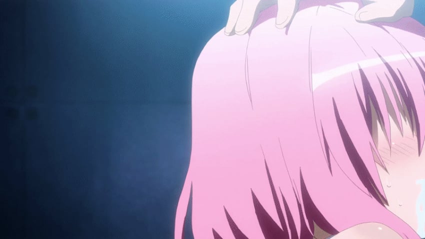 animated cute deepthroat ejaculation fellatio large_breasts large_thighs momo_velia_deviluke oral pink_hair popsicle sexually_suggestive tagme teenager throat_fuck throat_training tight_throat to_love-ru younger_female