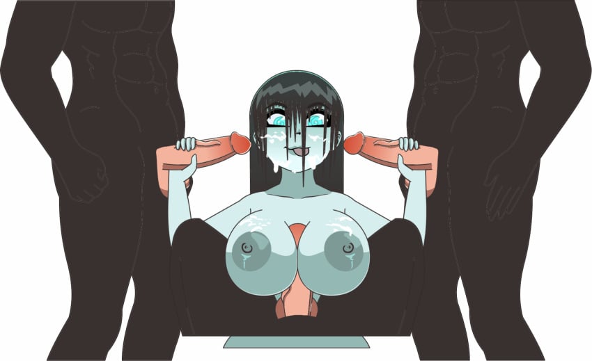 animated big_breasts black_hair blue_eyes blue_skin ella_the_ghost fleppyflepster nipples tagme