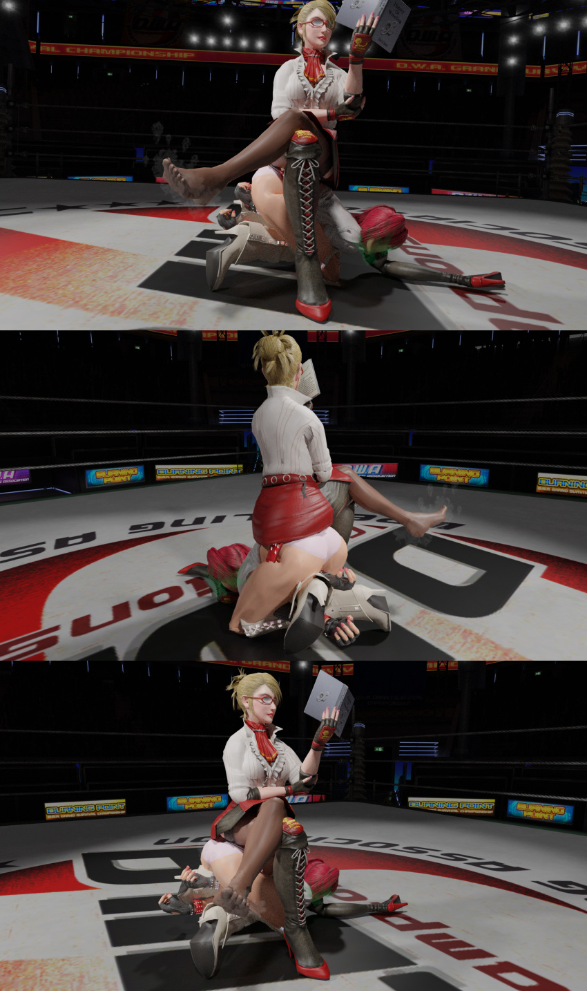 asdf9146 candy_cane_(rumble_roses) catfight cloud comic feet humiliation konami large_ass miss_spencer muriel_spencer paradise_lock(wrestling_move) rebecca_welsh rumble_roses sexfight sniffing steam stinky_feet sweat wrestling