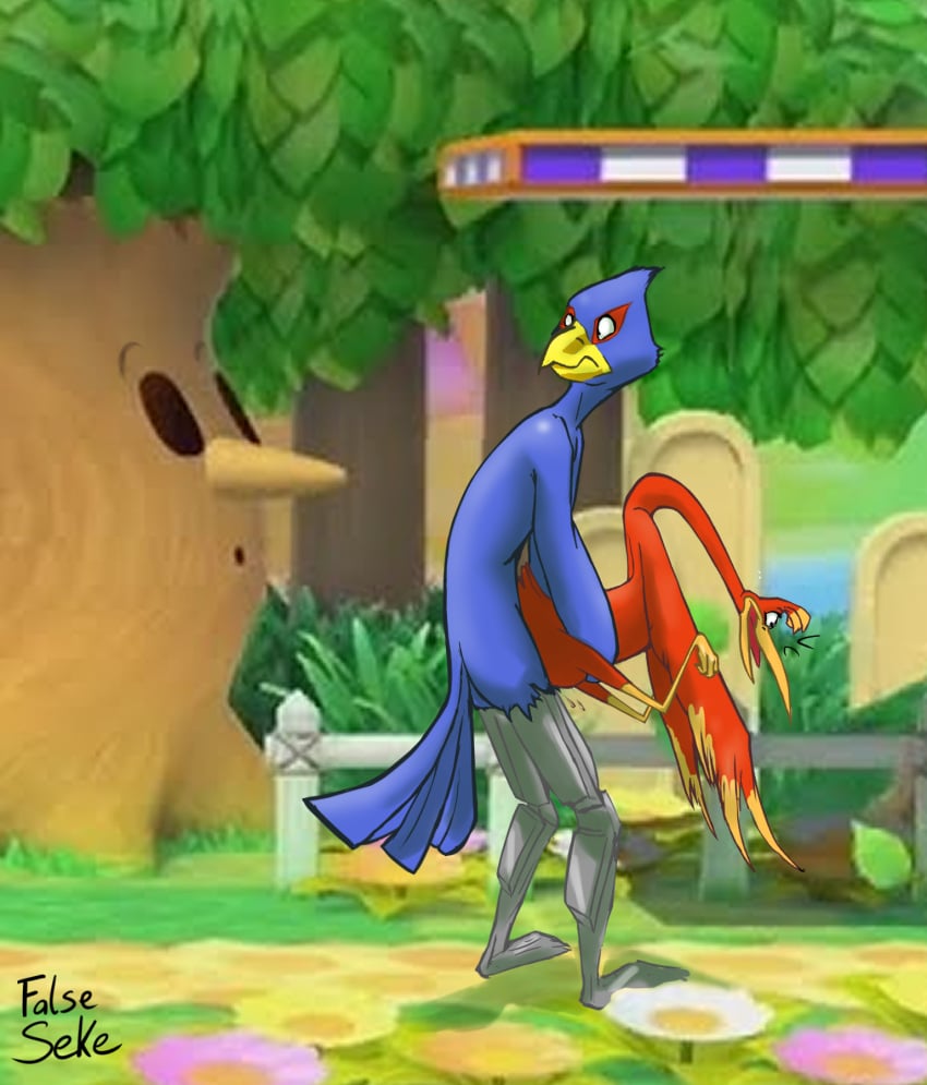 anthro avian banjo-kazooie bird breegull duo falco_lombardi falseseke female hi_res kazooie male nintendo public_humiliation public_nudity rareware star_fox straight super_smash_bros. tree video_games voyeur whispy_woods