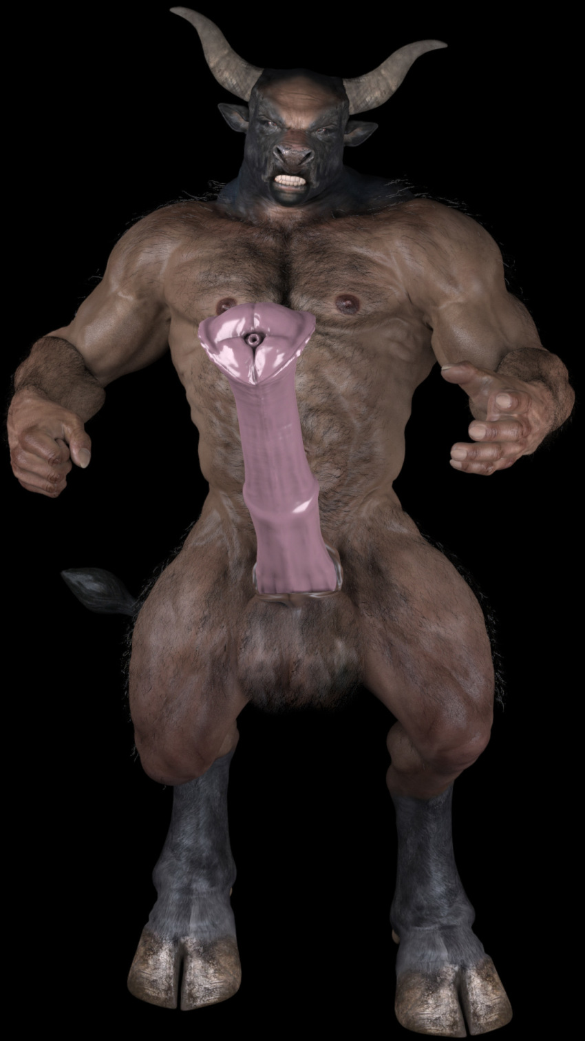 3d anthro bovine bull equine_penis erection horse_penis horsecock hyper_penis jimjim3dx male male_only minotaur muscles nude nude_male penis solo