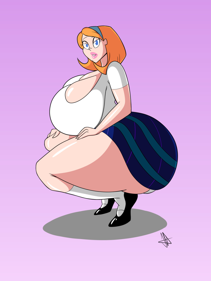 1girls cartoon_network dexter's_laboratory female female_only hanna-barbera human jarsman_(artist) lisa_the_babysitter school_uniform solo squatting tagme thick