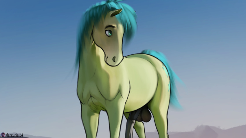 16:9 2020 animal_genitalia animal_penis balls conditional_dnp cutie_mark earth_pony equid equine equine_penis eyebrows feral friendship_is_magic furry genitals hasbro hi_res horse male male_only mammal mercurial64 my_little_pony outside penis pony sandbar_(mlp) smile solo text widescreen