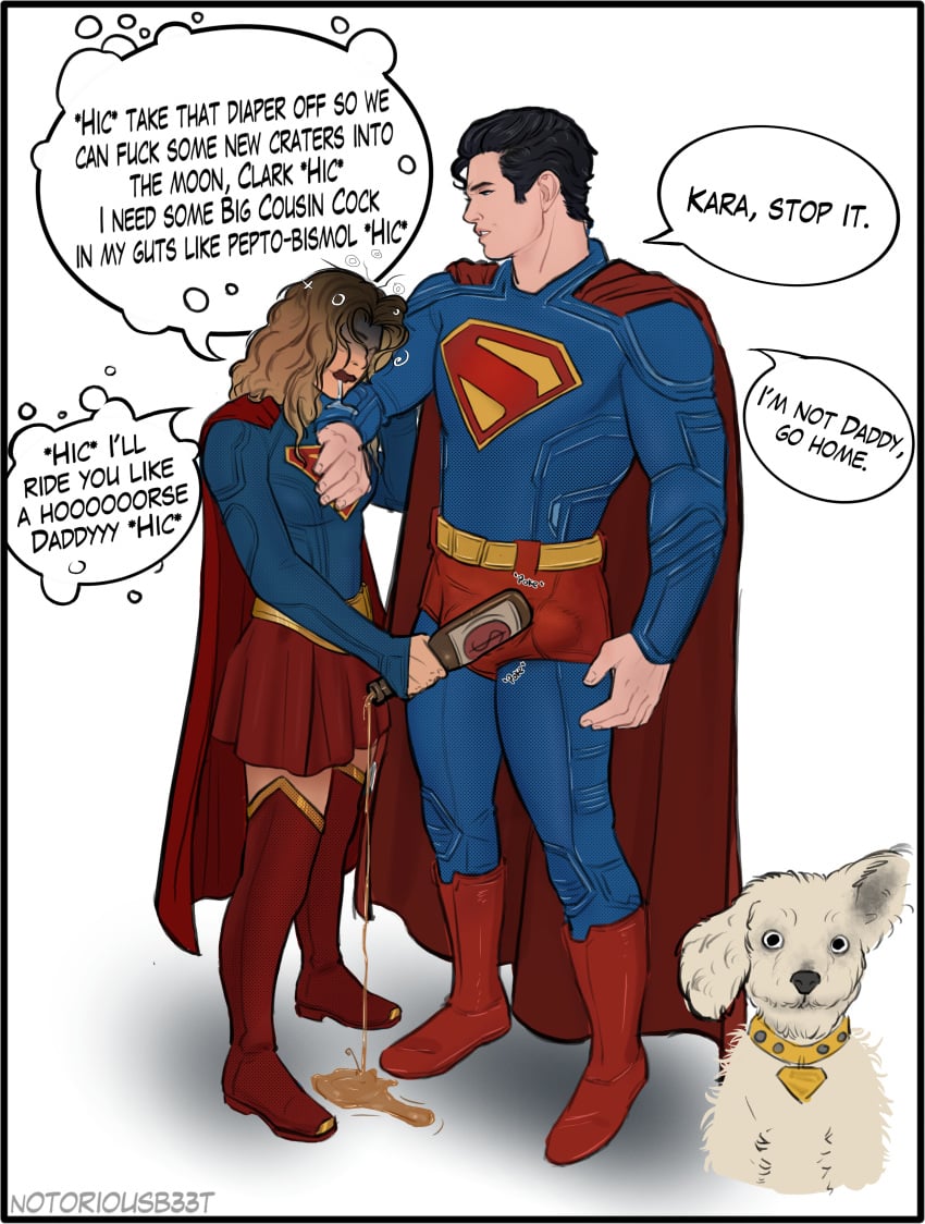 1boy 1boy1girl 1girls alcohol alcohol_bottle alcoholic_drink annoyed annoyed_expression annoyed_male aroused aroused_female blonde_female blonde_hair bulge bulge_through_clothing canine cape clark_kent clothed_female clothed_male clothing cousin cousin_and_cousin cousins crack_pairing crack_ship cursed cursed_image daddy_kink david_corenswet dc dc_comics dcu depressing dialogue dialogue_bubble dirty_blonde_hair dirty_talk dog_collar dog_tags drooling drooling_onto_other drunk drunk_bubble drunk_female dubious_consent female filth flirting height_difference hiccuping horny horny_female inappropriate_behavior incest incestuous kal-el kara_danvers kara_zor-el krypto krypto_the_superdog male meme milly_alcock notoriousb33t petite petite_female pleated_skirt poking poking_penis prodding provocative puddle pushing_away questionable_consent red_boots relatives shitpost shorts skirt soulless_eyes spilling spilling_drink stare supergirl supergirl_(2026) supergirl_(dcu) superhero superhero_costume superheroine superheroine_costume superman superman_(2025) superman_(clark_kent) superman_(series) taboo tall_male taller_male thousand_yard_stare traumatized unwanted_erection what