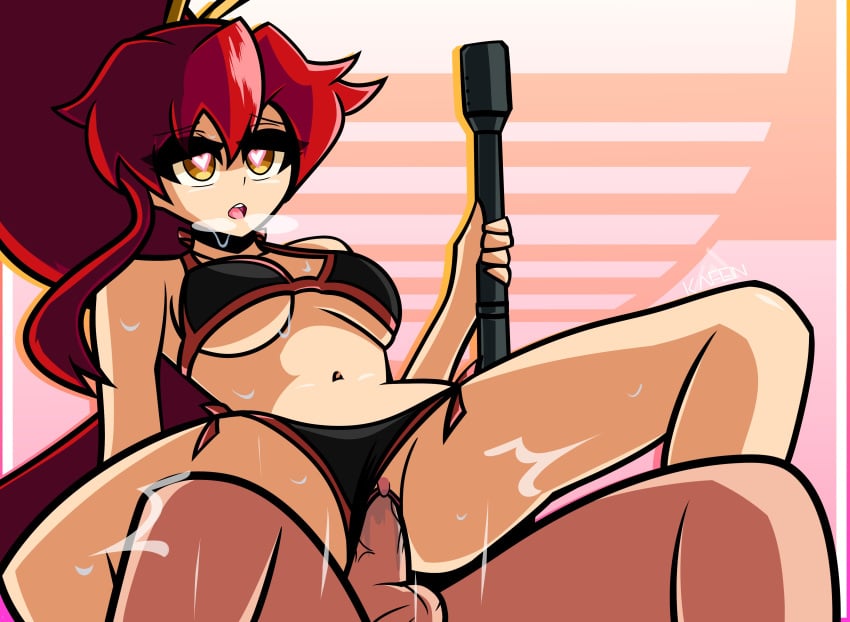 1boy 1girls anal anonymous_male background bikini boobs breasts clothed clothed_sex female half-dressed half_naked heart-shaped_pupils hetero holding_object holding_weapon kafein long_hair male male/female open_mouth penis pussy red_and_black_bikini red_hair sex sniper sniper_rifle straight sweat sweating tengen_toppa_gurren_lagann thighs vagina vaginal_penetration vaginal_sex visible_breath white_skin yellow_eyes yoko_littner