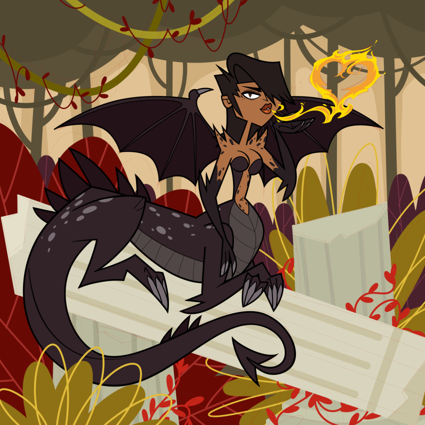 background chizu_ps_(artist) dark-skinned_female dragon dragon_girl mal_(tdi) monster_girl rule_63 taur total_drama:_revenge_of_the_island total_drama_island