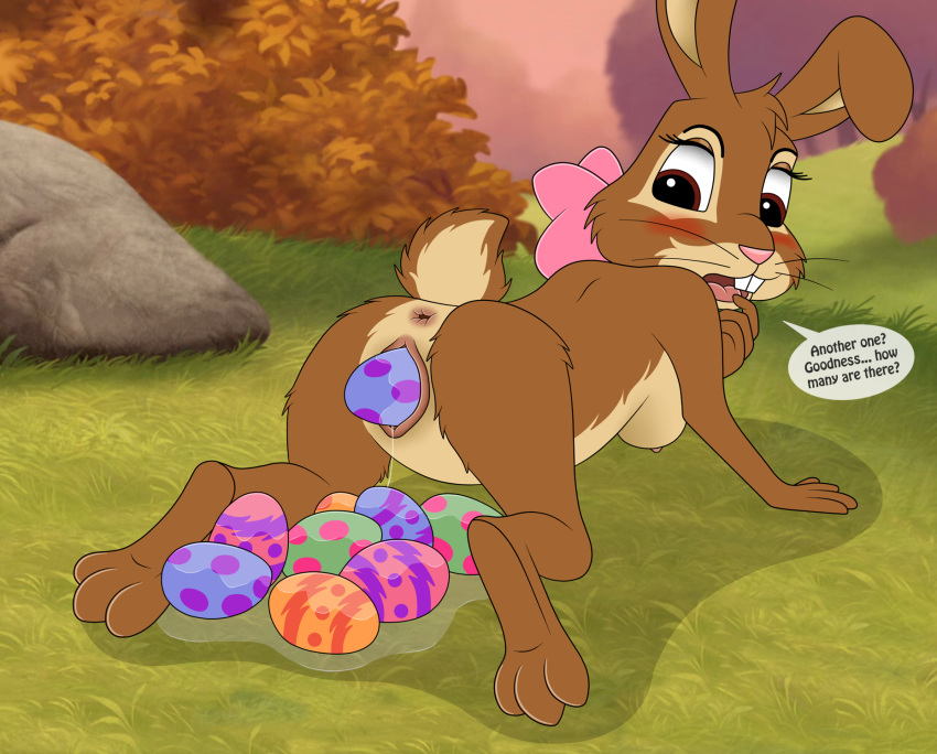 anthro anus ass birth breasts cadbury cadbury_bunny cute_face easter easter_bunny easter_egg egg egg_laying feet female genitals hi_res holidays lagomorph leporid long_ears looking_back mammal mascot penetration pregnant pussy rabbit side_boob skateryena solo vaginal_penetration