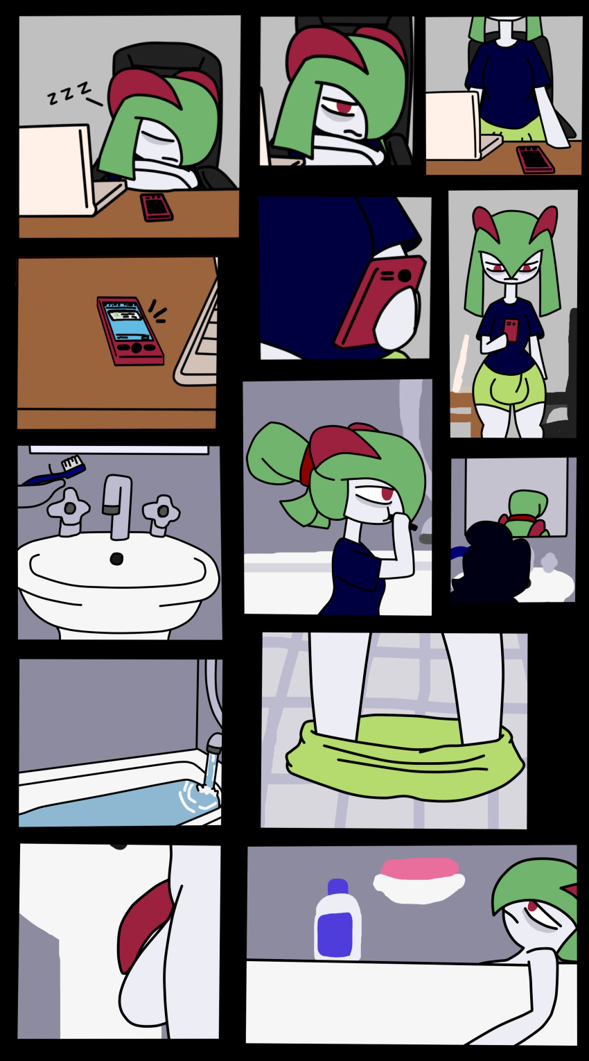 1futa anthro ass balls bathroom big_ass big_balls big_butt breasts bulge chair clothed clothing furry futa_only futanari genitals grey_body grey_skin gynomorph hair huge_ass huge_butt huge_cock humanoid kirlia kouh mirror nintendo notebook penis phone pokemon pokemon_(species) pokephilia ponytail red_eyes shampoo simple_background soap solo thick_thighs toothbrush video_games wide_hips