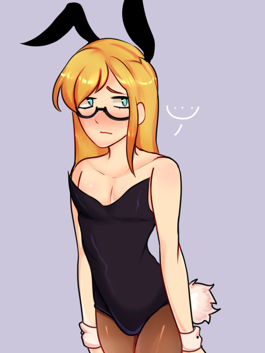 avery_(pokemon) blonde_hair blue_eyes bunnysuit femboy glasses long_hair male male_only pokemon pokemon_ss savory_(pokemon) splend_a trap