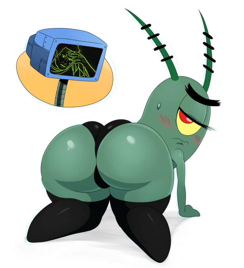 2d ass ass_focus bent_over big_ass big_butt blush gay girly karen_plankton male meme nickelodeon paramount_pictures robot screen_face sheldon_j._plankton smooth_skin spongebob_squarepants spongebob_squarepants_(series) sssonic2 tagme underwear viacom yaoi