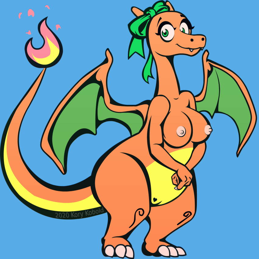 1:1 anthro breasts charizard female fire franchesca genitals hi_res korykobold long_tail nintendo nipples nude pokémon_(species) pokemon pokemon_(species) pussy scalie solo tattoo video_games wings