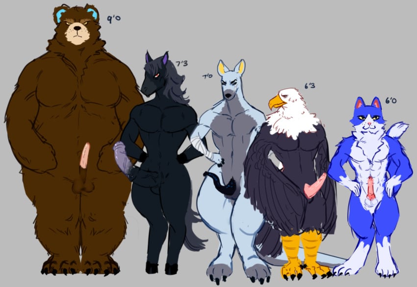 2020 accipitrid accipitriform animal_crossing anthro apollo_(animal_crossing) avian balls bird blue_body blue_fur brown_body brown_fur domestic_cat eagle equid equine erection felid feline felis fur genitals grizzly_(animal_crossing) group horse kangaroo macropod male male_only mammal marsupial muscular nintendo overweight overweight_male penis roscoe_(animal_crossing) sebiv simple_background tom_(animal_crossing) ursid video_games walt_(animal_crossing) white_body white_fur