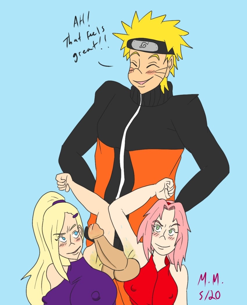 armpit_fetish armpit_sex armpits female ino_yamanaka male mari naruto naruto_shippuden sakura_haruno smile sweat uzumaki_naruto