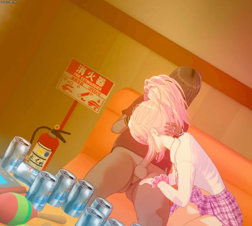 3d animated beer_can can fellatio female hand_on_head idolmaster idolmaster_cinderella_girls jougasaki_mika karaoke large_filesize oral yuukis