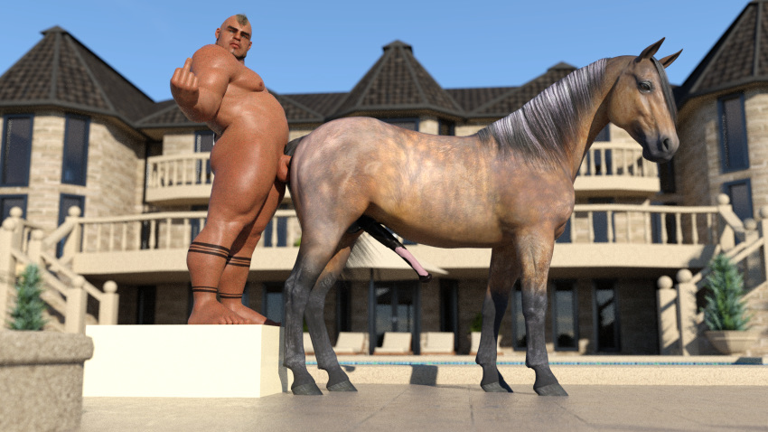 16:9 anal_penetration duo equid equine feral feral_penetrated hi_res horse human human_on_feral human_penetrating human_penetrating_feral interspecies kiliminstra male male/male male_on_feral male_penetrated male_penetrating male_penetrating_male mammal maxx muscular outside penetration penile_penetration quadruped standing unknown_artist widescreen yaoi zoophilia