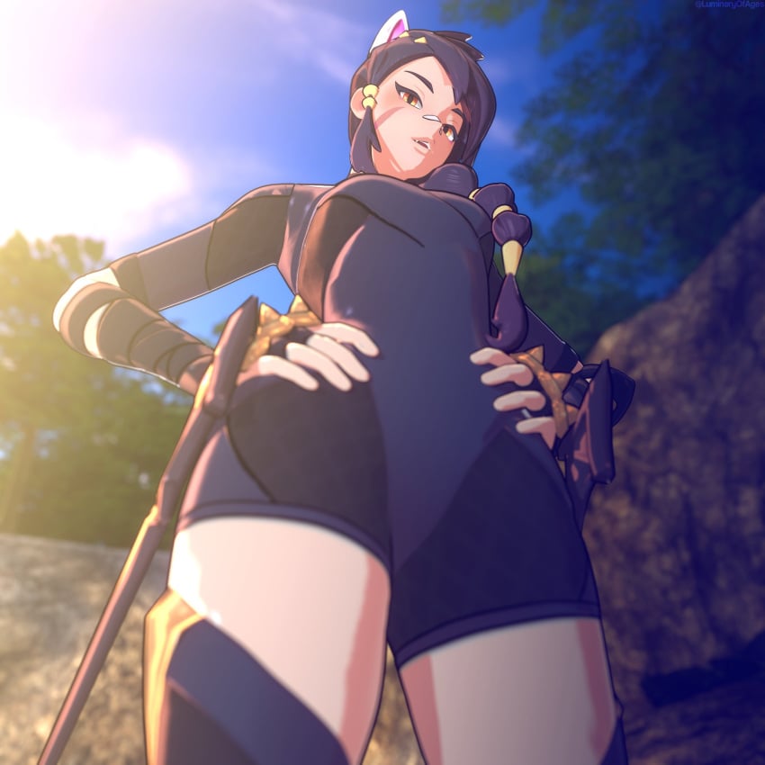 3d 3d_(artwork) alternate_version_available arm_warmers armwear bandage bandage_on_nose bandaged_arm blush blushing cat_ears cat_girl clothed clothed_female clothing erisa_(fortnite) female female_focus female_only fingerless_gloves fortnite fully_clothed fully_clothed_female gloves hands_on_hips long_hair long_hair_female looking_at_viewer luminaryofages mouth_open open_mouth outdoors outside ponytail ponytail_hold pose posing scar_on_face sfw smile smiling smiling_at_viewer solo solo_female solo_focus thigh_highs thighhighs watermark
