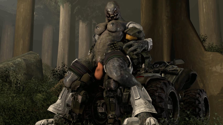 1boy 1boy1girl 1girls 3d alien alien/human alien_girl animated armor balls breasts clothed clothing cowgirl_position female female_sangheili half-dressed halo_(series) human interspecies male male/female male_human/female_alien male_human/female_humanoid mammal nipples penetration penis pussy reverse_cowgirl_position sangheili sex vaginal_penetration wattchewant