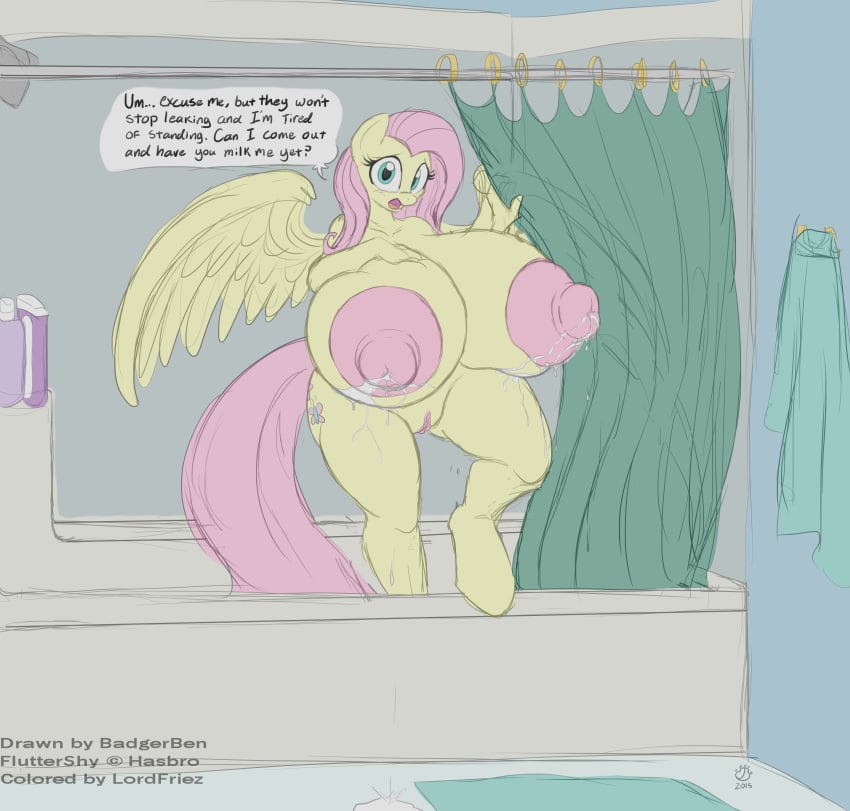 alternate_version_available anthro areola badgerben big_areola big_breasts breasts english_text equine erect_nipples female female_focus female_only fluttershy_(mlp) friendship_is_magic green_eyes hasbro huge_breasts huge_nipples hyper hyper_breasts lactation lordfriez mammal milk my_little_pony nipples nude pegasus pink_hair pussy solo straight_hair text thick_thighs thighs wings