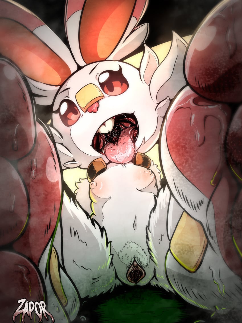 3:4 anthro areola bodily_fluids breasts clitoris dirty_feet female first_person_view gaping gaping_pussy genitals hi_res imminent_vore lagomorph leporid low-angle_view macro mammal nintendo nipples nude open_mouth pokémon_(species) pokemon pubes pussy rabbit saliva saliva_string scorbunny size_difference soles solo spread_legs spread_pussy spreading steam submissive submissive_pov sweaty_feet teasing toes tongue tongue_out video_games vore worm's-eye_view zapor zapor666