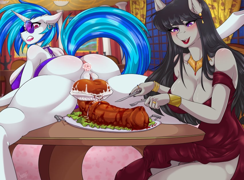 absurd_res animal_genitalia animal_penis anthro anus ass balls blush breasts cannibalism chango-tan clothing cooking cooking_vore cooking_with_furs cutlery duo earth_pony equid equine equine_penis erection erection_under_clothing eyewear friendship_is_magic full-package_futanari furniture furry futanari genitals gynomorph hasbro herm herm_prey hermaphrodite hi_res horn horse inside intersex intersex_prey kitchen_utensils lipstick looking_back lying makeup mammal multi_genitalia my_little_pony octavia_(mlp) on_front penis platter pony public puffy_anus pussy restaurant sitting sunglasses table thick_thighs tools unicorn vinyl_scratch_(mlp) vore