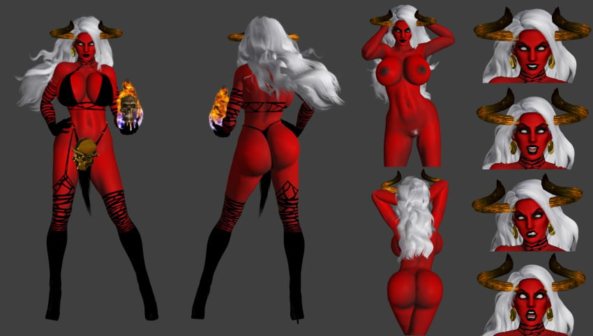 3d ass big_ass big_breasts big_butt breasts chaos_comics demon_girl horns huge_breasts lady_death lady_demon nude nude_female red-skinned_female red_skin