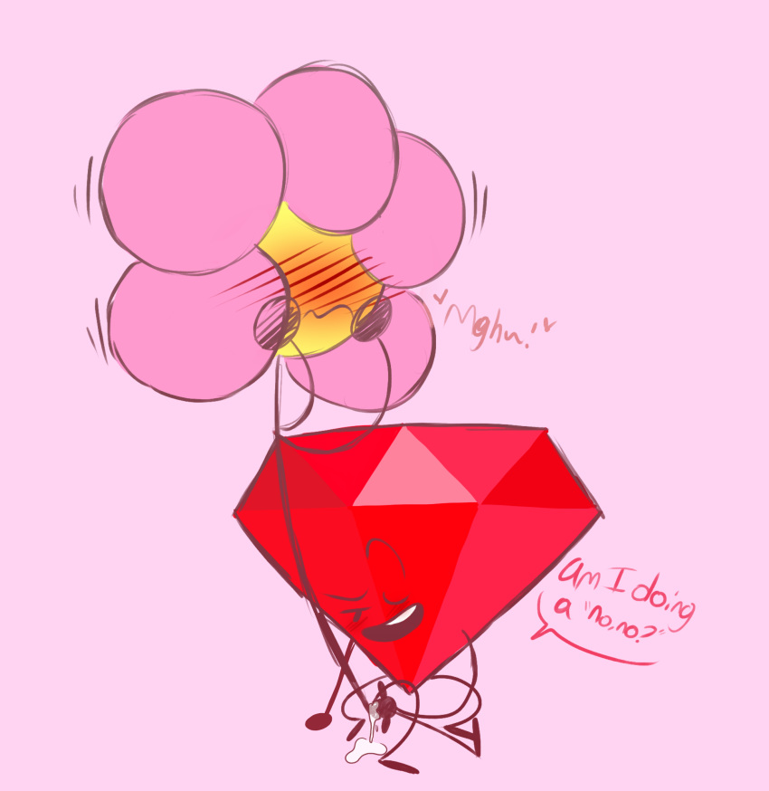 battle_for_dream_island blush blushing blushing_profusely fanartist flowby flower flower_(bfdi) girl/girl handjob mute object object_shows ruby_(bfdi) ruby_(gem) sex yuri