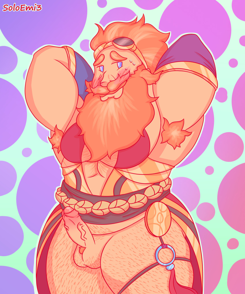 bara barik_(paladins) crossdressing gay ginger male_only muscles orange_hair paladins small_penis soloemi_(artist) thick_thighs yaoi