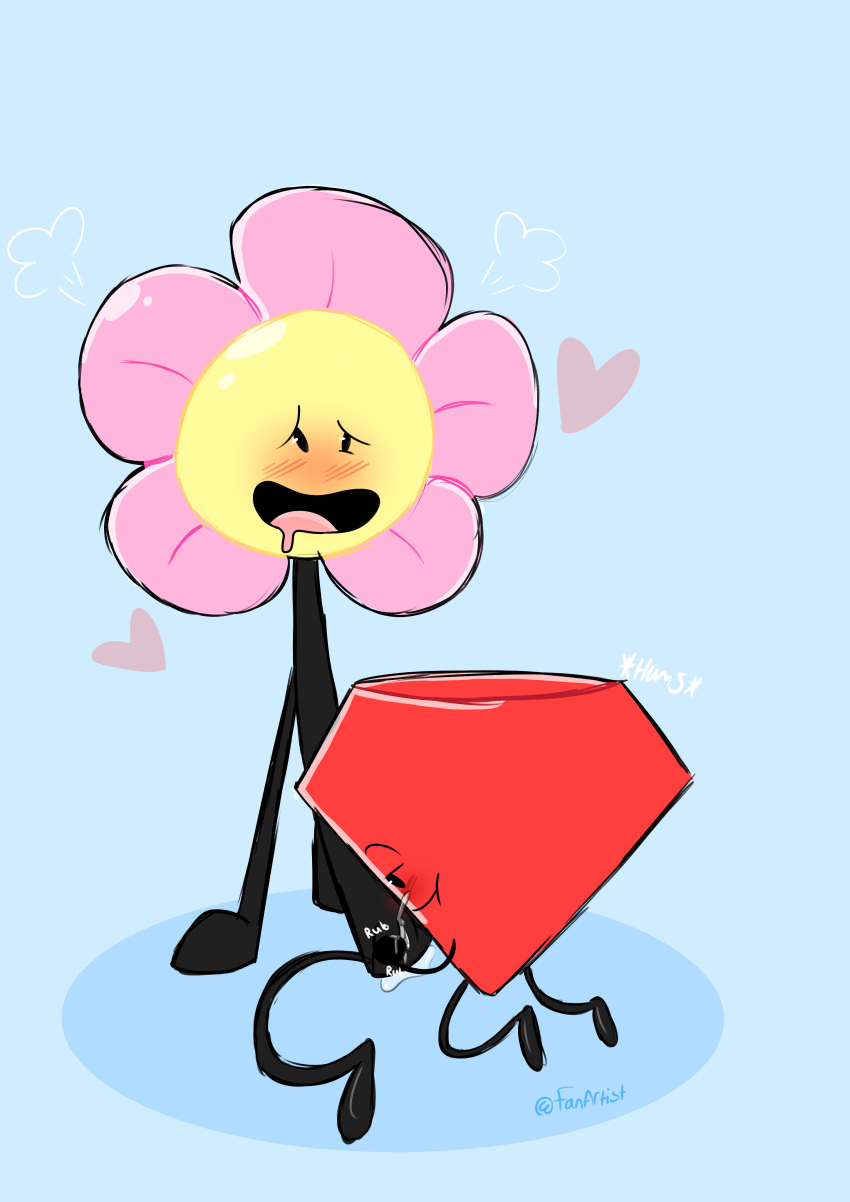 battle_for_dream_island fanartist flowby flower flower_(bfdi) masturbation object object_shows ruby_(bfdi) ruby_(gem) yuri